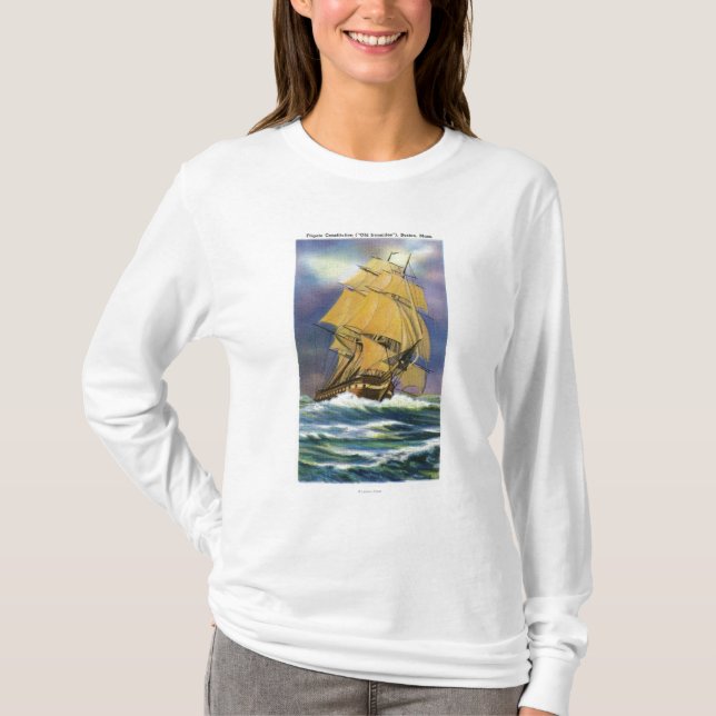 Ansicht der Fregatte-Konstitution, alter Ironsides T-Shirt (Vorderseite)