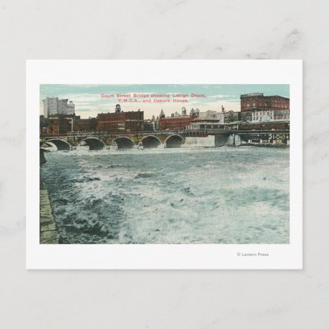 Ansicht der Gerichts-Straßen-Brücke, die Lehigh Postkarte (Vorderseite)