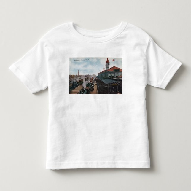 Ansicht der Gewerkschafts-Stations-Eisenbahn Kleinkind T-shirt (Vorderseite)