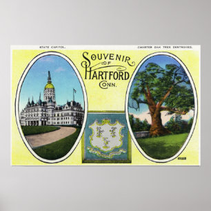 Ansicht der Hauptstadt Gbd und des Eichen-Baums Poster