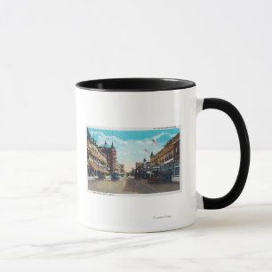 Ansicht der Hauptstraße mit Modell-t Ford-Autos Tasse