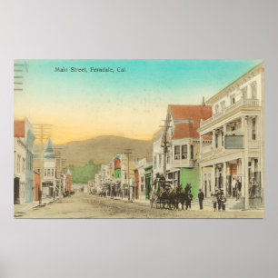 Ansicht der Hauptstraße, Pferdewagen Poster