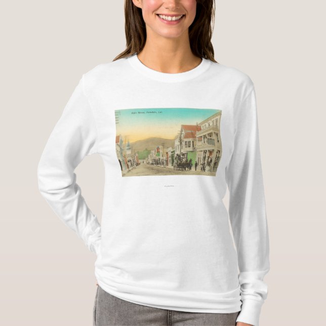 Ansicht der Hauptstraße, Pferdewagen T-Shirt (Vorderseite)