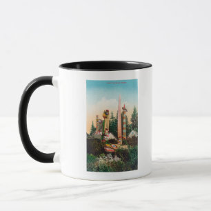 Ansicht der indischen Gräber und der Totempfähle Tasse