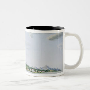 Ansicht der Insel von Bora Bora, 'vom Reise-Auto Zweifarbige Tasse