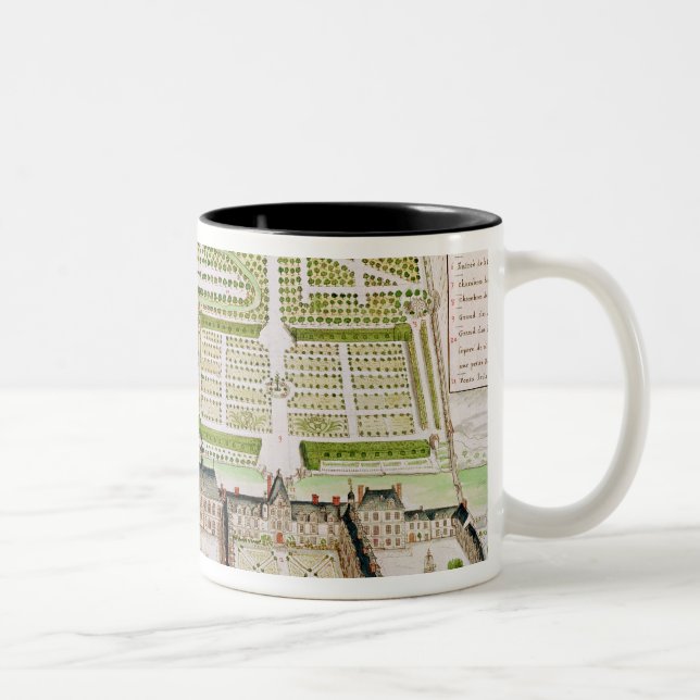 Ansicht der Jesuit-Uni im La Fleche, 1655 Zweifarbige Tasse (Rechts)