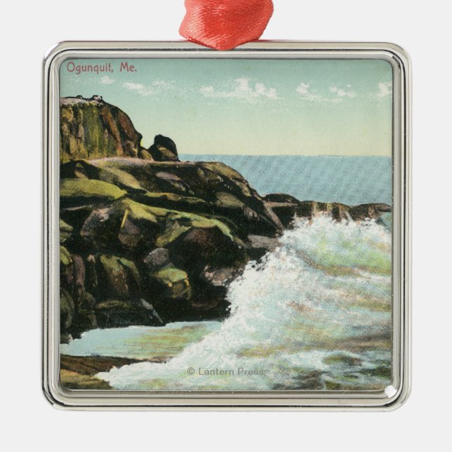 Ansicht der Kahlkopf-Klippe Silbernes Ornament (Vorne)