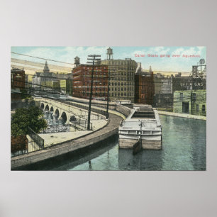 Ansicht der Kanal-Boote, die über den Aquädukt Poster