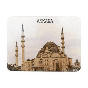 Ansicht der Kocatepe-Moschee in Ankara, Türkei im  Magnet