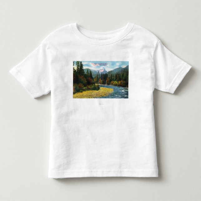 Ansicht der Löwen und des Capilano Flusses Kleinkind T-shirt (Vorderseite)