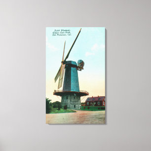 Ansicht der niederländischen Windmühle an Golden Leinwanddruck