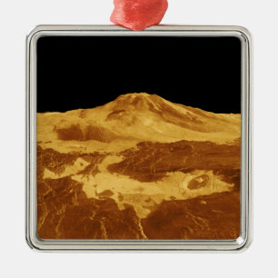 Ansicht der Perspektiven-3D von Maat Mons auf Silbernes Ornament