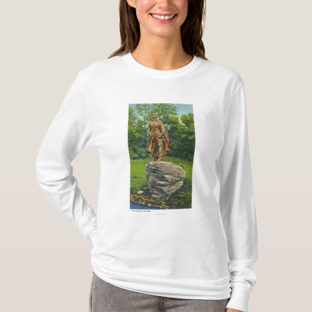Ansicht der Pilger-Mädchen-Statue T-Shirt (Vorderseite)
