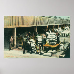 Ansicht der Schiffs-Yard-Arbeitskräfte, die Weizen Poster