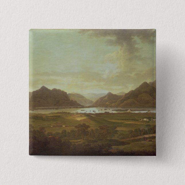 Ansicht der Seen und der Berge von Killarney, Irel Button (Vorderseite)