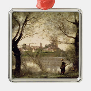 Ansicht der Stadt und der Kathedrale von Mantes Silbernes Ornament