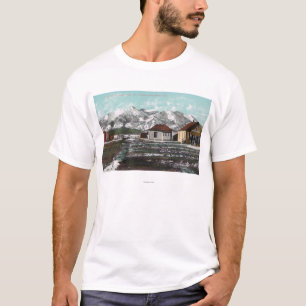 Ansicht der Stadt und des Berges nach einem T-Shirt