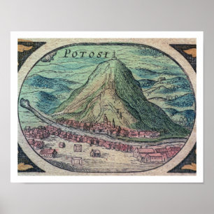 Ansicht der Stadt von Potosi, Bolivien, mit seinem Poster