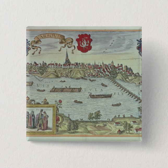 Ansicht der Stadt von Warschau neben dem Fluss Button (Vorderseite)