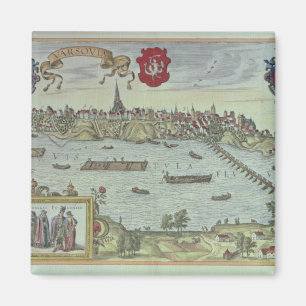 Ansicht der Stadt von Warschau neben dem Fluss Magnet