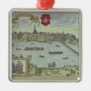 Ansicht der Stadt von Warschau neben dem Fluss Silbernes Ornament