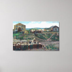 Ansicht der Stadtmenschen um geschnittenes Leinwanddruck