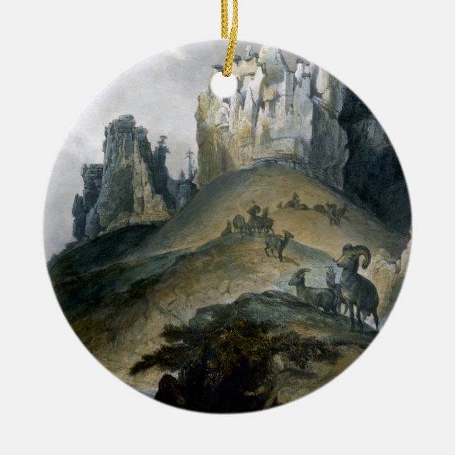 Ansicht der Steinwände auf dem oberen Missouri, Keramik Ornament (Vorne)