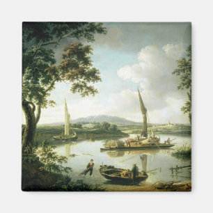 Ansicht der Themse von der scharfen Rand-Fähre Magnet