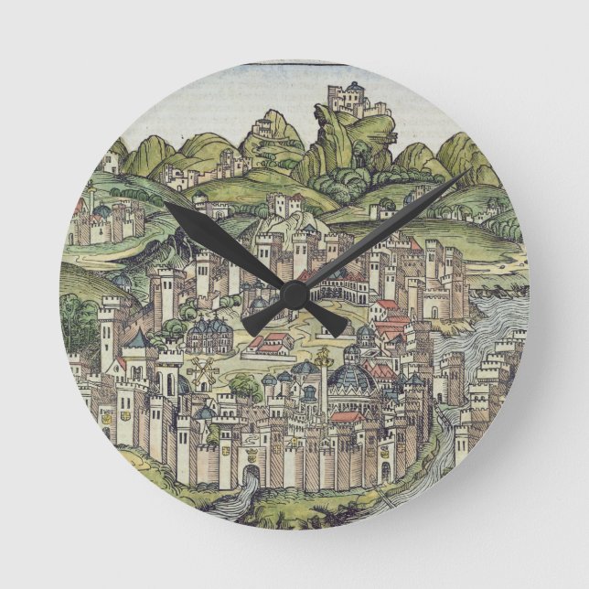 Ansicht der ummauerten Stadt von Konstantinopele, Runde Wanduhr (Vorderseite)