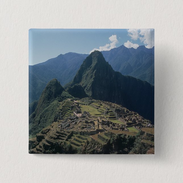 Ansicht der Zitadelle bei Machu Picchu Button (Vorderseite)