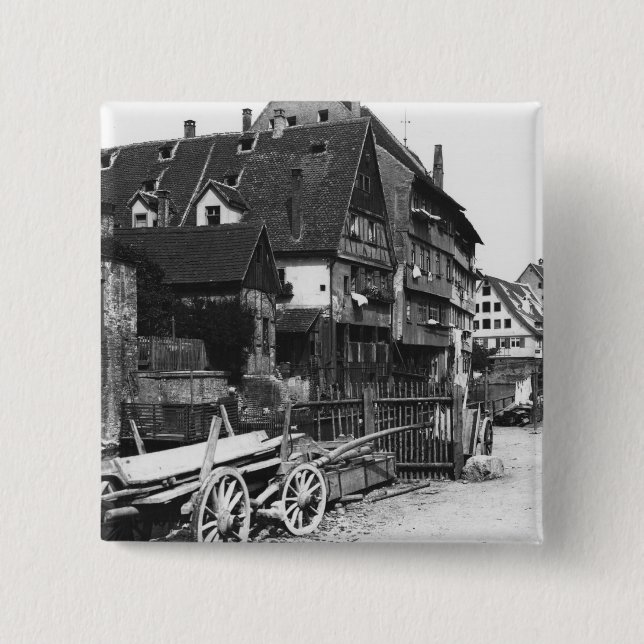 Ansicht des alten Viertels, Ulm, c.1910 Button (Vorderseite)