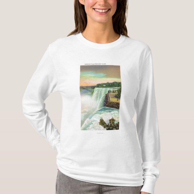 Ansicht des Amerikaners fällt von der Ziegen-Insel T-Shirt (Vorderseite)
