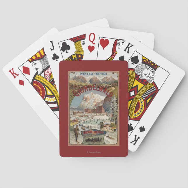 Ansicht des Bärn-Hotel-fördernden Plakats Spielkarten (Rückseite)