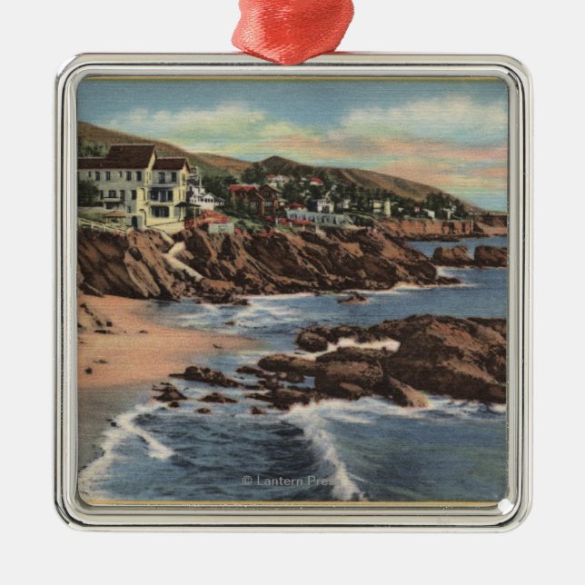 Ansicht des Bogen-Strandes mit Häusern Ornament Aus Metall (Vorne)