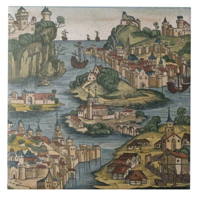 Ansicht des Bosporus, das vom Schwarzen Meer Fliese (Vorderseite)