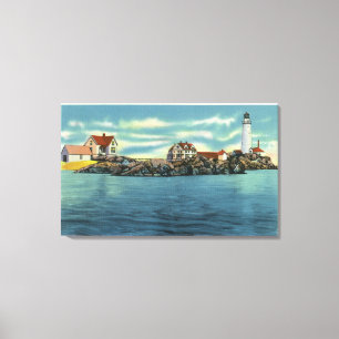 Ansicht des Boston-Hafen-und Boston-Leuchtturmes Leinwanddruck
