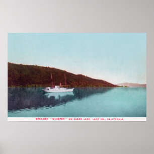 Ansicht des Dampfer-Flüsterns auf dem See Poster