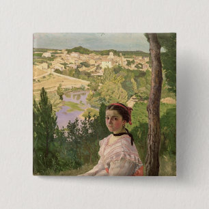 Ansicht des Dorfs, Castelnau, 1868 Button