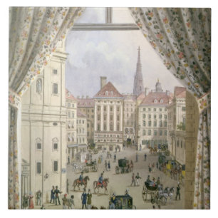 Ansicht des Freyung, Wien, 1825 (Gouache auf pape Fliese