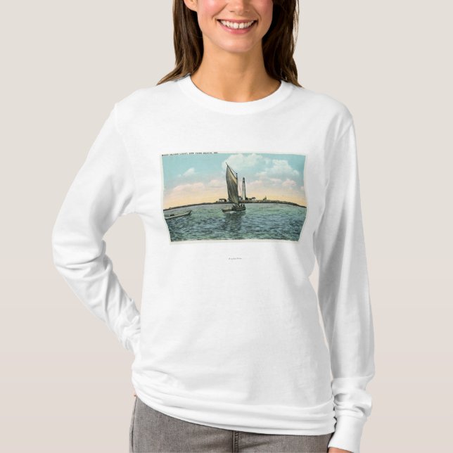 Ansicht des Gaben-Insel-Leuchtturmes vor York T-Shirt (Vorderseite)