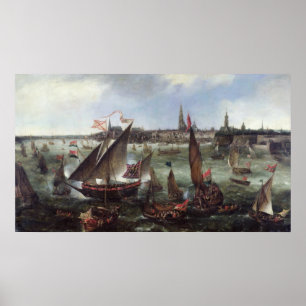 Ansicht des Hafens von Antwerpen Poster