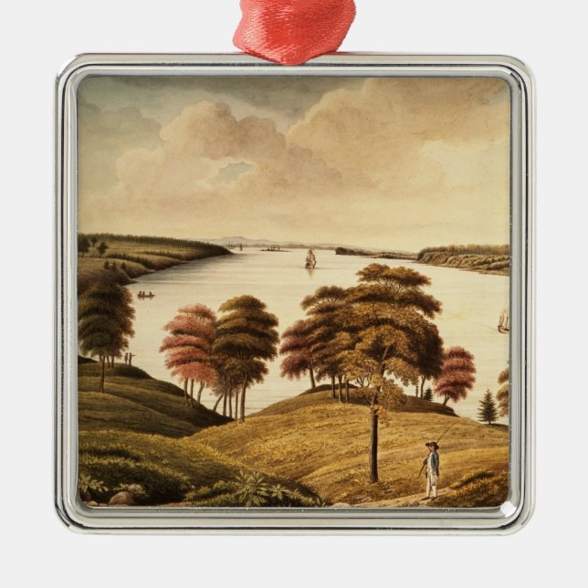 Ansicht des Hudsons vom Fort Knyphansen Silbernes Ornament (Vorne)