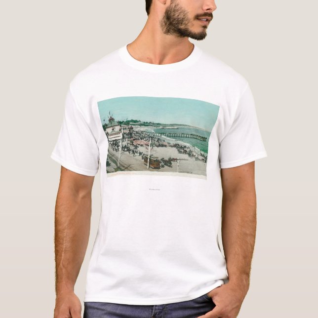 Ansicht des Kasinos, des Strandes und des Piers T-Shirt (Vorderseite)