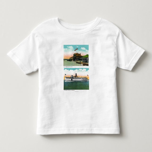 Ansicht des Klippen-Strand-Bad-Hauses Kleinkind T-shirt (Vorderseite)