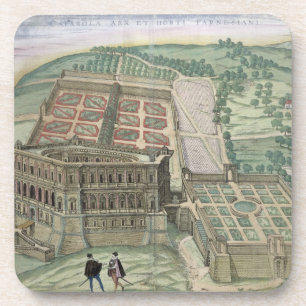 Ansicht des Landhauses Farnese und der Gärten, von Getränkeuntersetzer