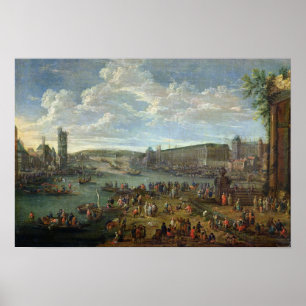 Ansicht des Louvre und des Ausflugs de Nesles Poster
