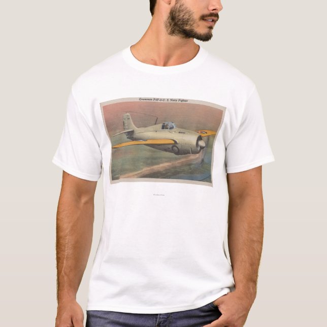 Ansicht des Marine-Kämpfers Grummans F4F-3-U.S. T-Shirt (Vorderseite)