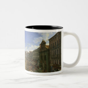 Ansicht des Marktplatzes Navona, Rom Zweifarbige Tasse