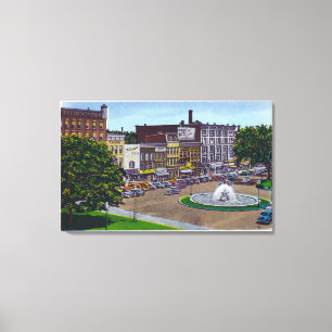 Ansicht des Platz-Brunnens Leinwanddruck