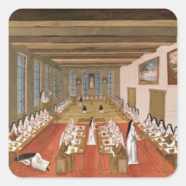 Ansicht des Refektoriums Quadratischer Aufkleber (Vorderseite)